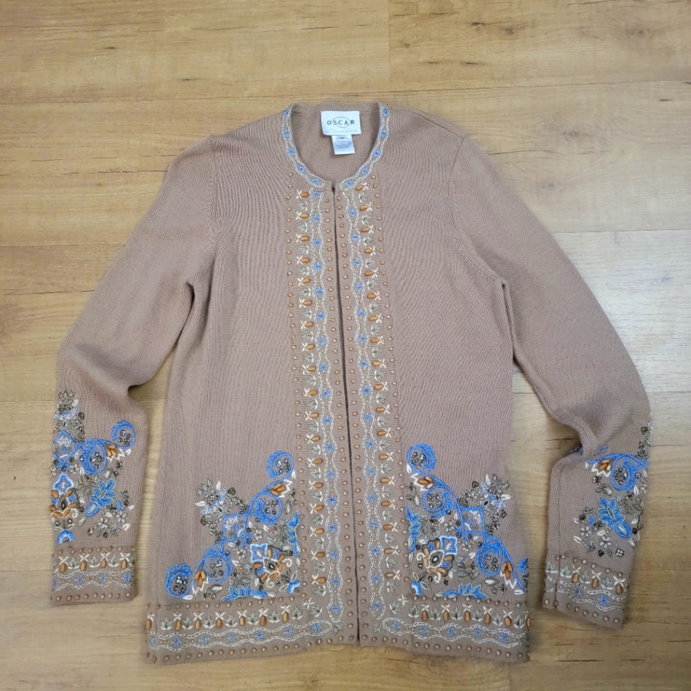Cardigan Oscar De La Renta Blanc - Taille XS, Tricot Extensible, Neuf Avec étiquettes
